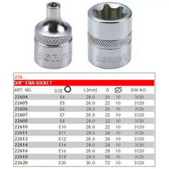 Douille E-TORX 3/8" SONIC 22604SON