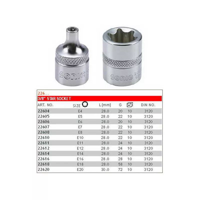Douille E-TORX 3/8" SONIC 22604SON