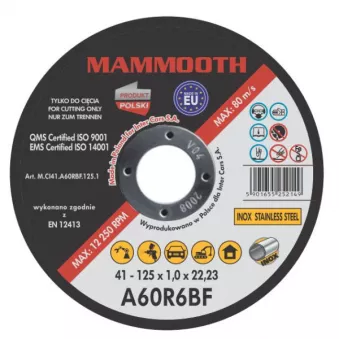 Disques à tronçonner MAMMOOTH M.CI41.A60RBF.125.1/B