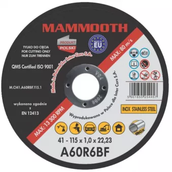 Disques à tronçonner MAMMOOTH M.CI41.A60RBF.115.1/B