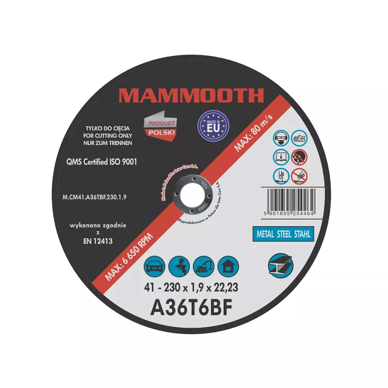 Disques à tronçonner MAMMOOTH M.CM41.A36TBF.230.1.9/B