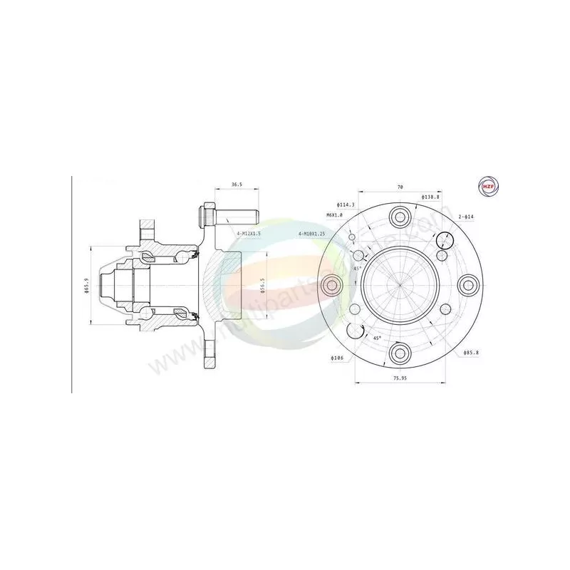Roulement de roue arrière ODM-MULTIPARTS 70-000016