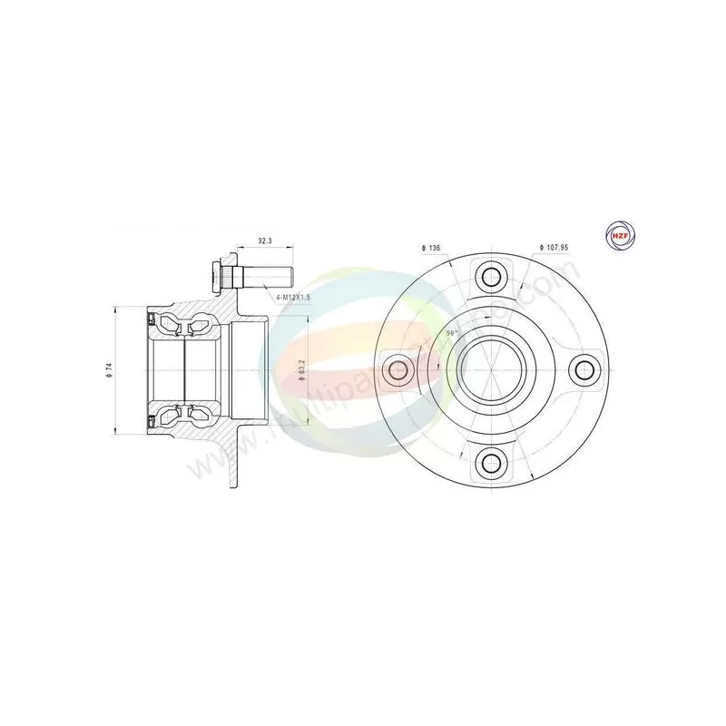 Roulement de roue arrière ODM-MULTIPARTS 70-010036