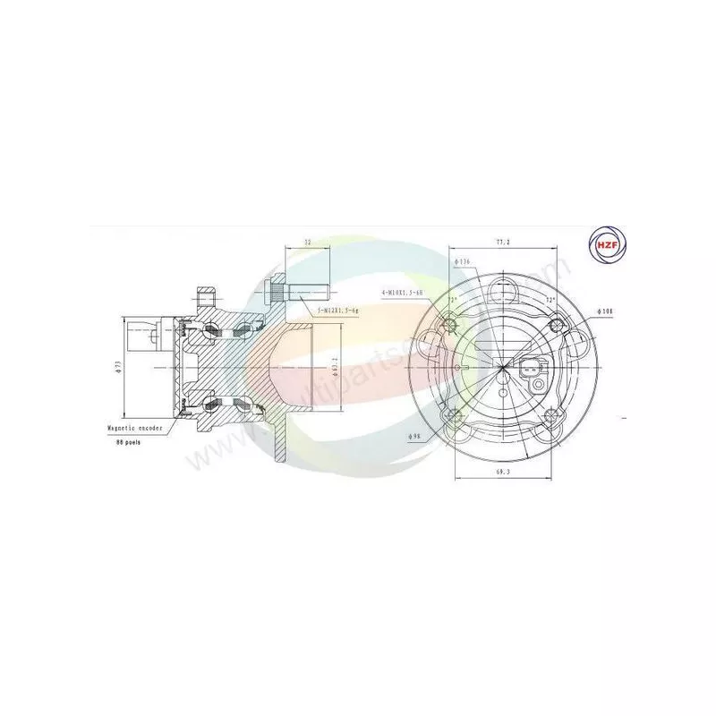 Roulement de roue arrière ODM-MULTIPARTS 70-010061