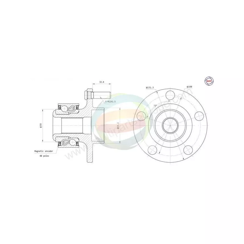 Roulement de roue avant ODM-MULTIPARTS 70-010062