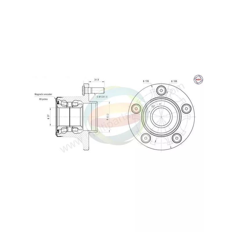 Roulement de roue arrière ODM-MULTIPARTS 70-010084