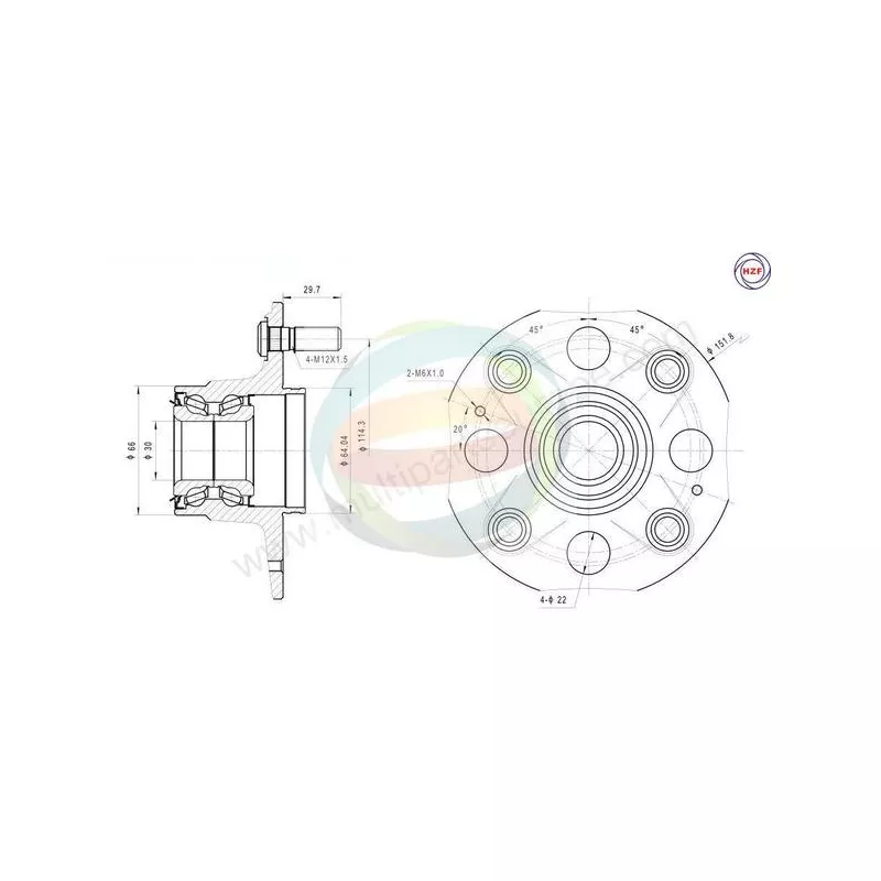 Roulement de roue arrière ODM-MULTIPARTS 70-040008