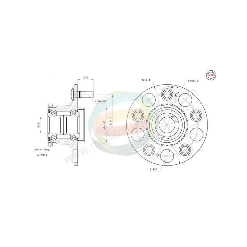 Roulement de roue arrière ODM-MULTIPARTS 70-040020