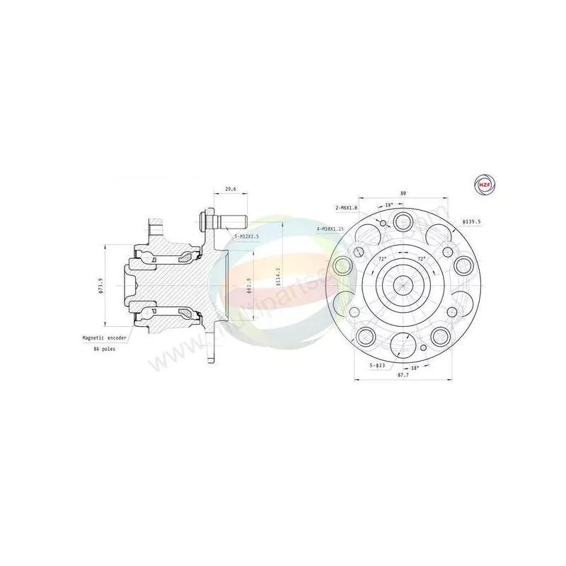Roulement de roue arrière ODM-MULTIPARTS 70-040025