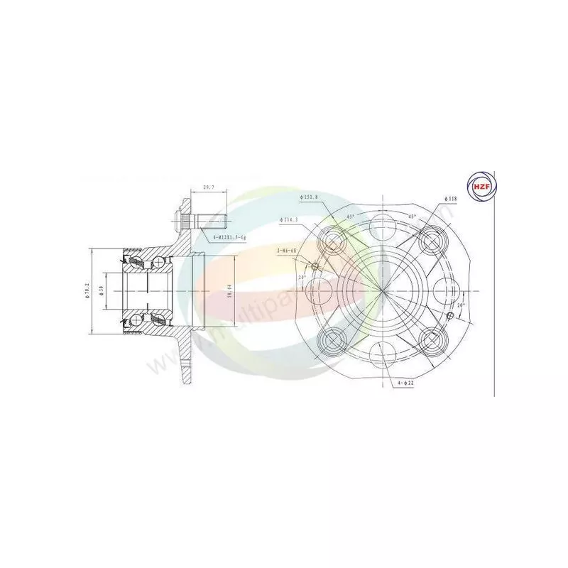 Roulement de roue avant ODM-MULTIPARTS 70-040038