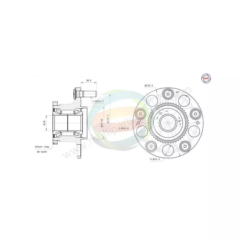 Roulement de roue arrière ODM-MULTIPARTS 70-040053