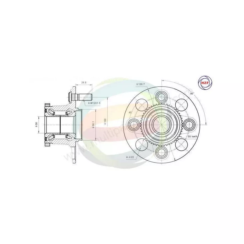 Roulement de roue arrière ODM-MULTIPARTS 70-040074