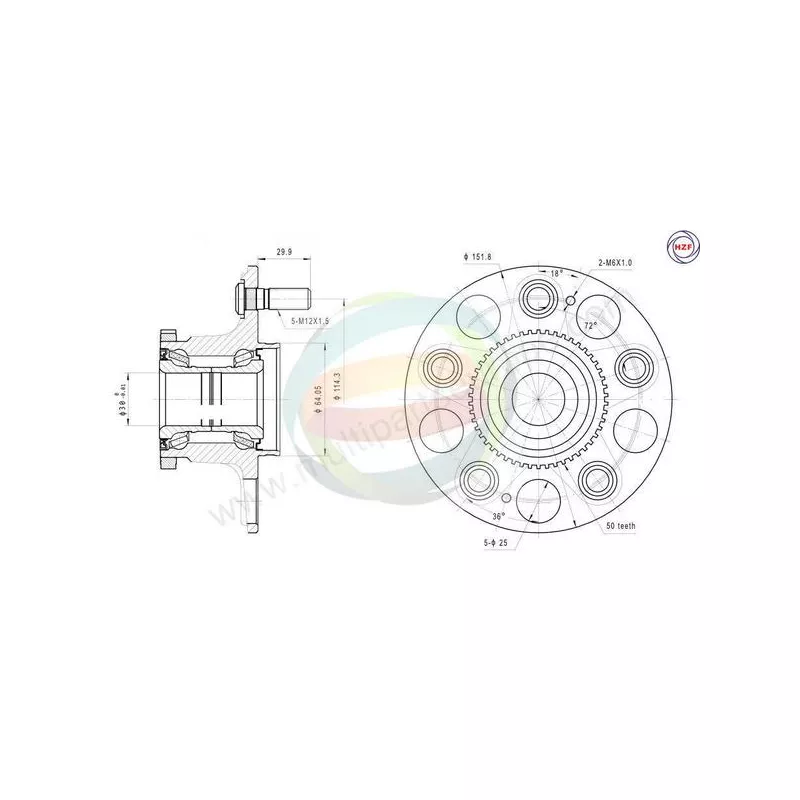 Roulement de roue arrière ODM-MULTIPARTS 70-040094