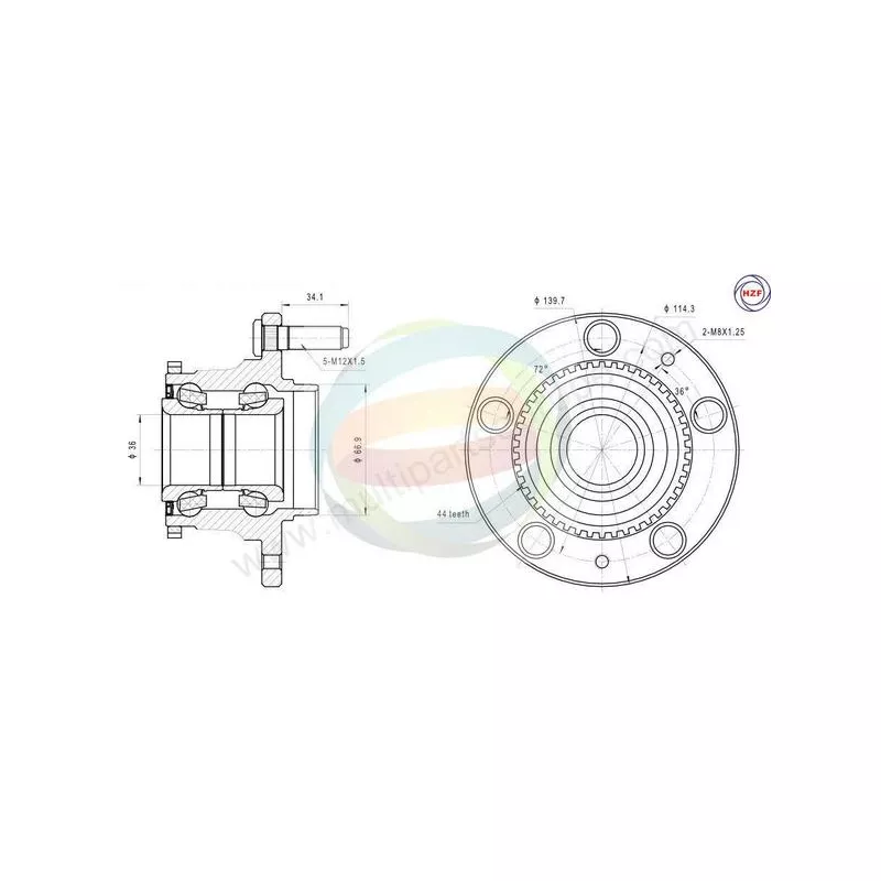 Roulement de roue arrière ODM-MULTIPARTS 70-050041