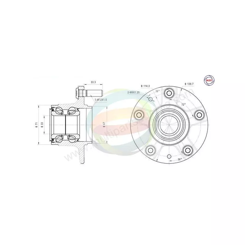Roulement de roue avant ODM-MULTIPARTS 70-050081