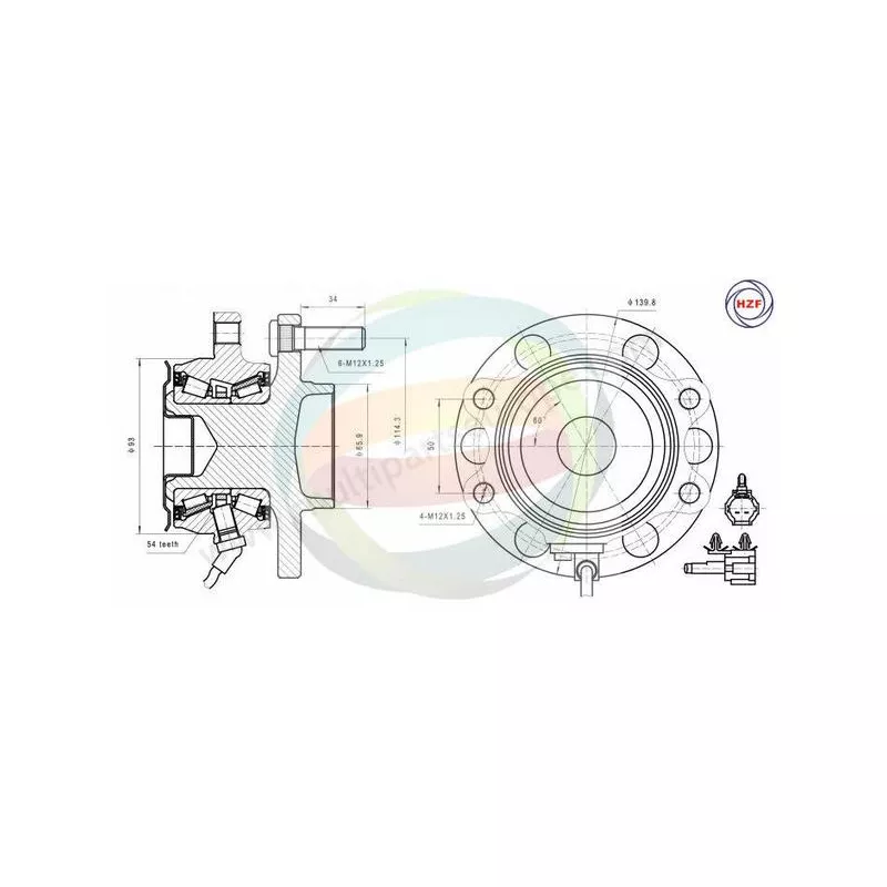 Roulement de roue avant ODM-MULTIPARTS 70-060008