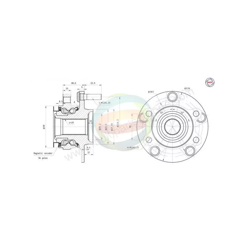 Roulement de roue avant ODM-MULTIPARTS 70-060103