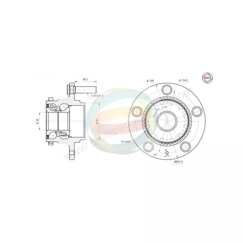 Roulement de roue arrière ODM-MULTIPARTS 70-080010