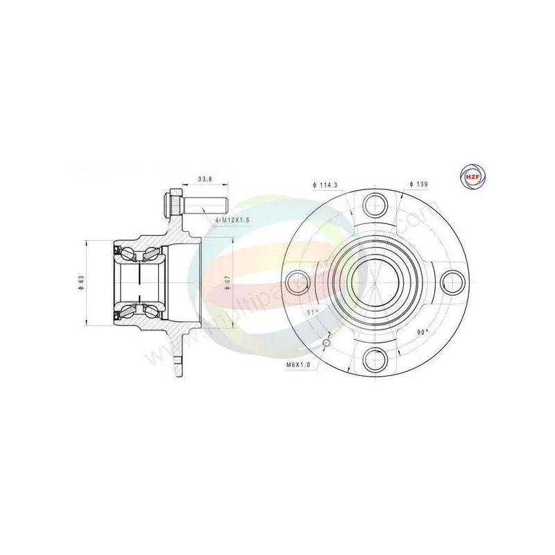 Roulement de roue arrière ODM-MULTIPARTS 70-080016