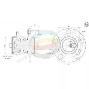 Roulement de roue arrière ODM-MULTIPARTS 70-080036