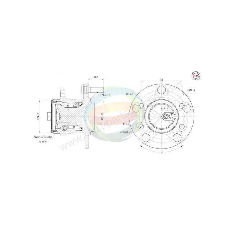 Roulement de roue arrière ODM-MULTIPARTS 70-080036