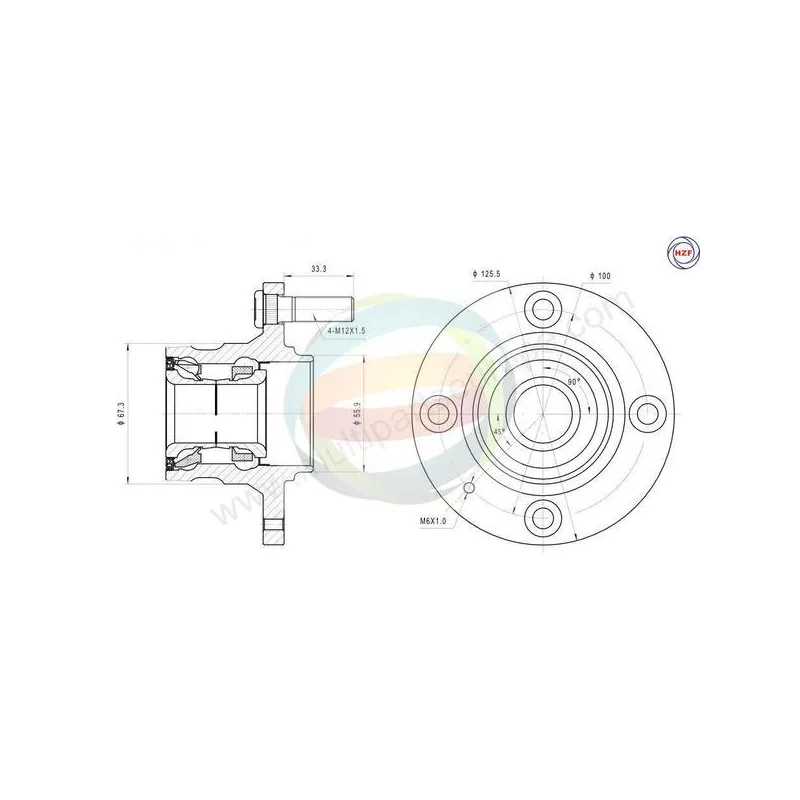 Roulement de roue arrière ODM-MULTIPARTS 70-080058