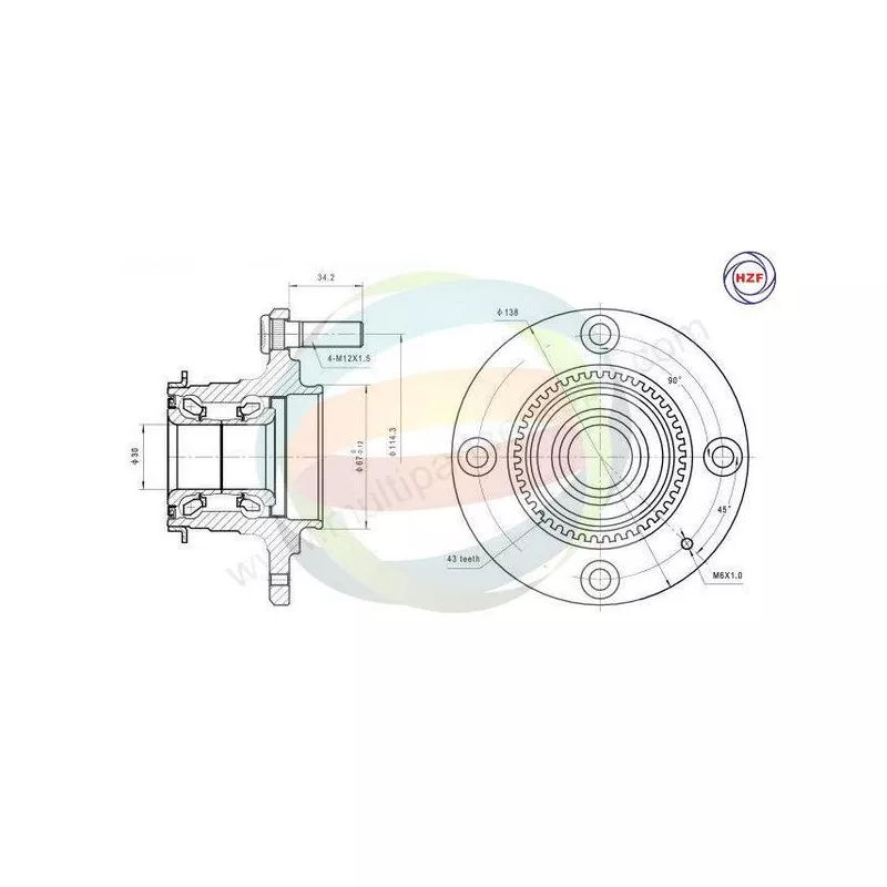 Roulement de roue arrière ODM-MULTIPARTS 70-080111