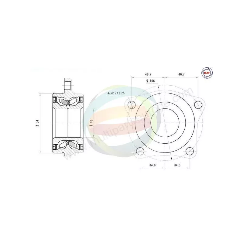Roulement de roue avant ODM-MULTIPARTS 70-080142