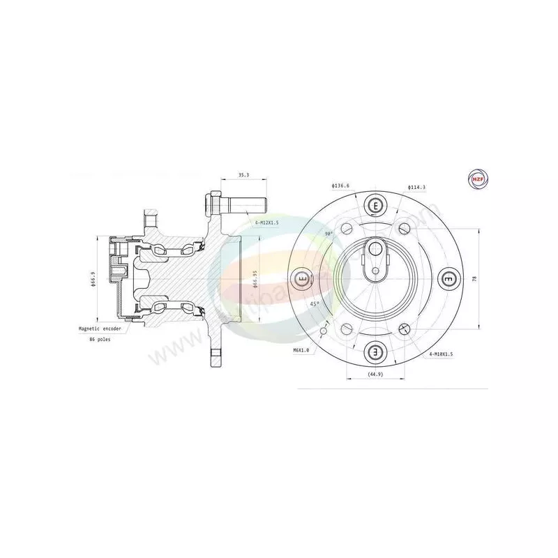 Roulement de roue arrière ODM-MULTIPARTS 70-080143