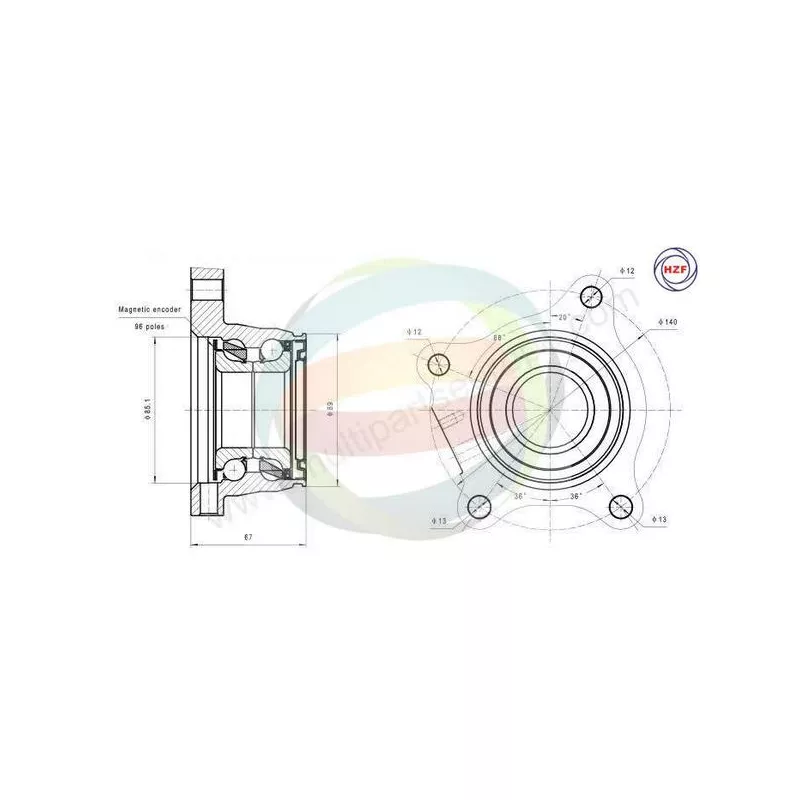 Roulement de roue arrière ODM-MULTIPARTS 70-090099