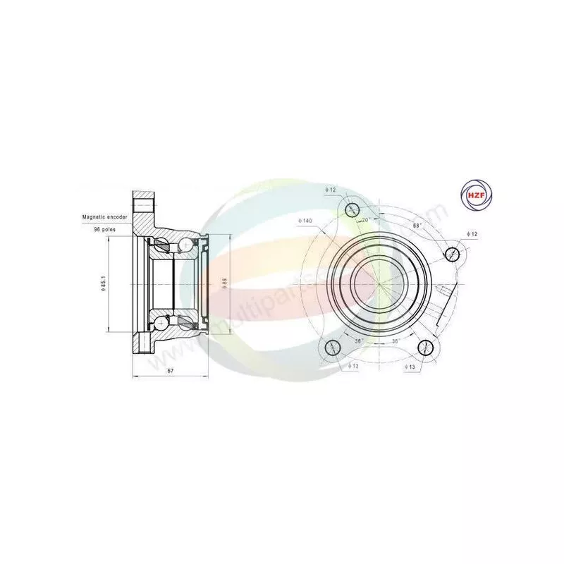 Roulement de roue arrière ODM-MULTIPARTS 70-090101