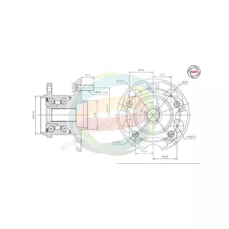Roulement de roue arrière ODM-MULTIPARTS 70-090168