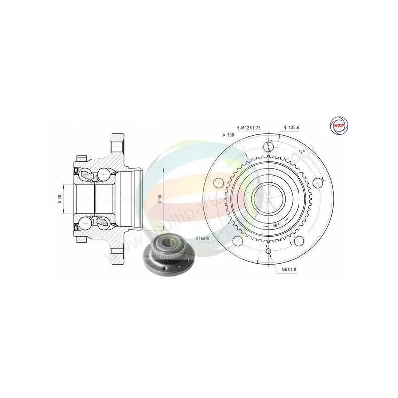 Roulement de roue arrière ODM-MULTIPARTS 70-150019