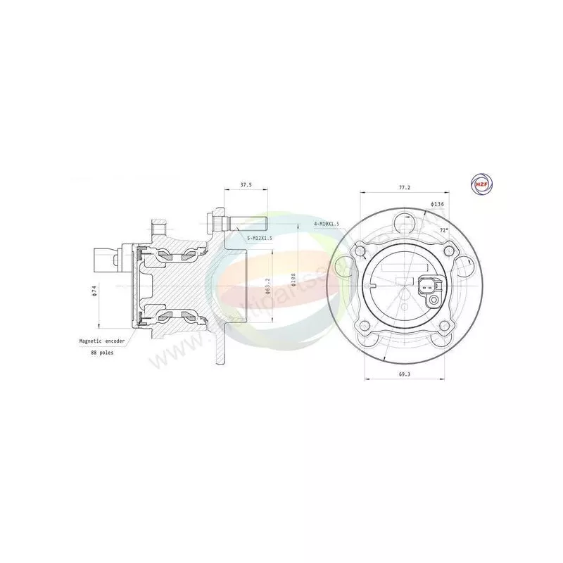 Roulement de roue arrière ODM-MULTIPARTS 70-150025