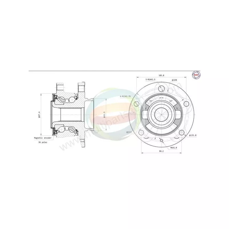 Roulement de roue arrière ODM-MULTIPARTS 70-150038
