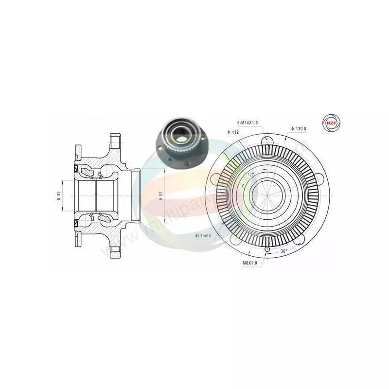 Roulement de roue arrière ODM-MULTIPARTS 70-210035