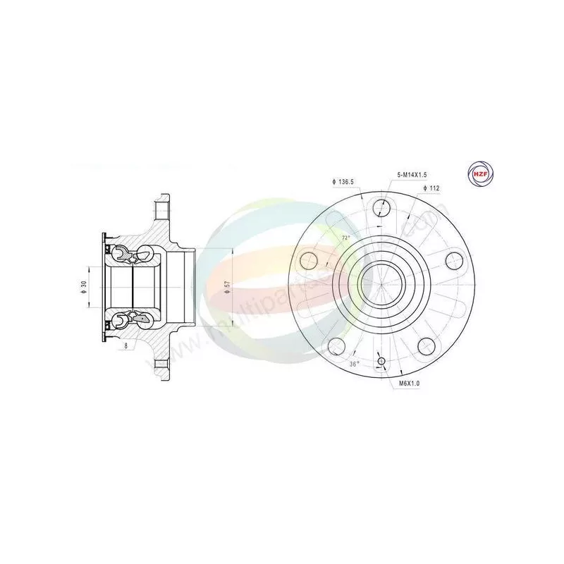 Roulement de roue arrière ODM-MULTIPARTS 70-210039