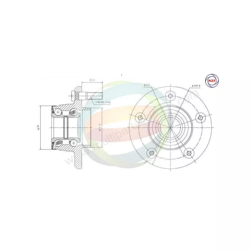 Roulement de roue avant ODM-MULTIPARTS 70-220001