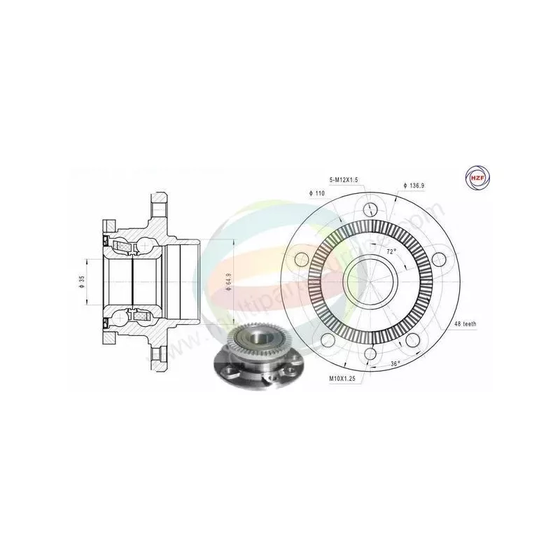 Roulement de roue avant ODM-MULTIPARTS 70-230001