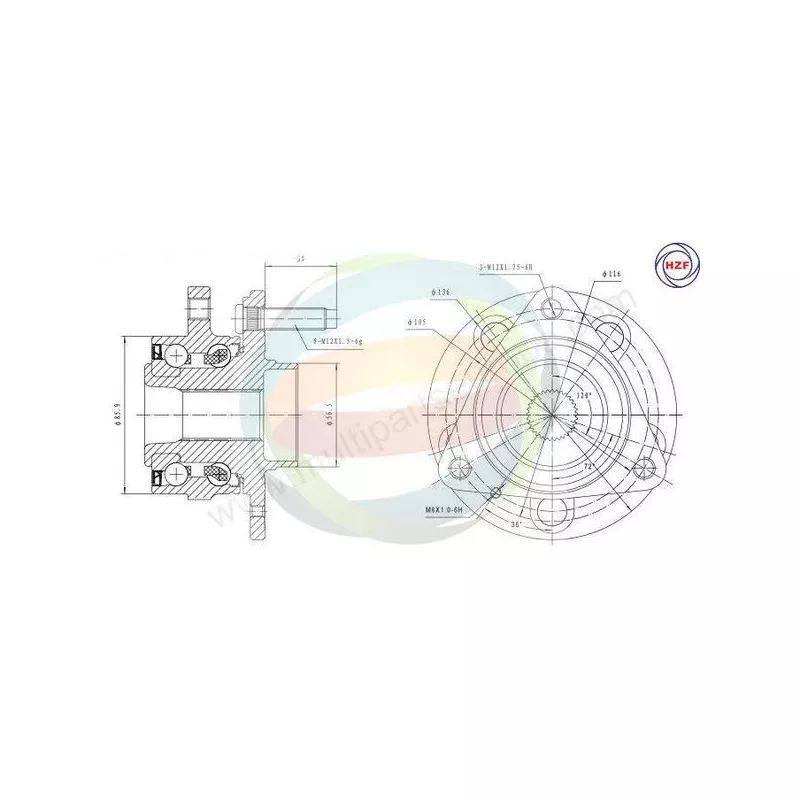 Roulement de roue avant ODM-MULTIPARTS 70-230017