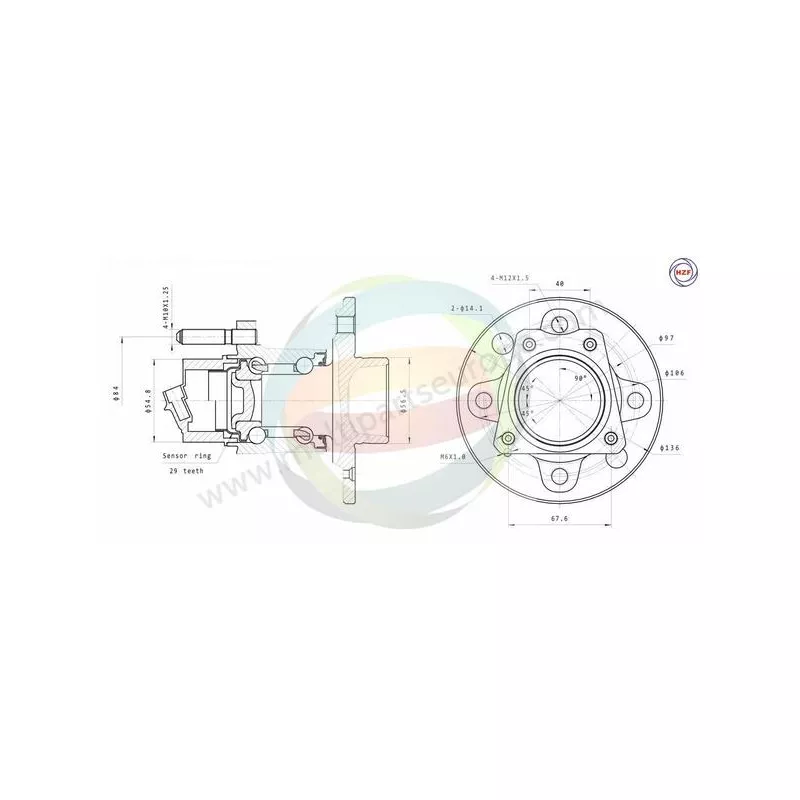 Roulement de roue arrière ODM-MULTIPARTS 70-230035