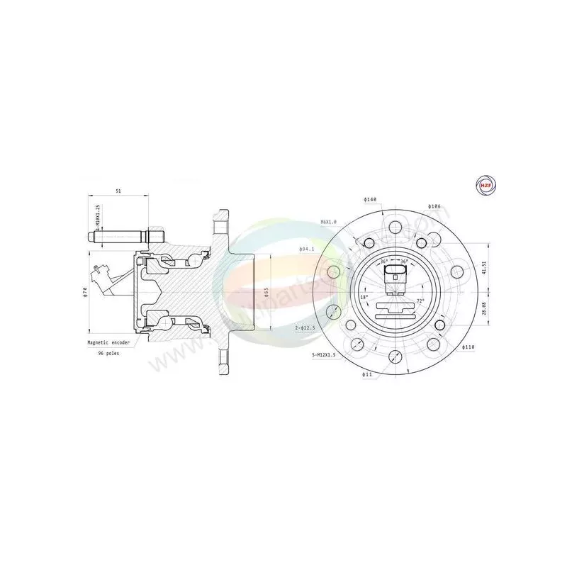 Roulement de roue arrière ODM-MULTIPARTS 70-230036
