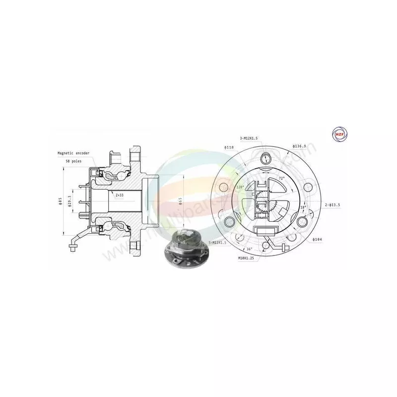 Roulement de roue avant ODM-MULTIPARTS 70-230065