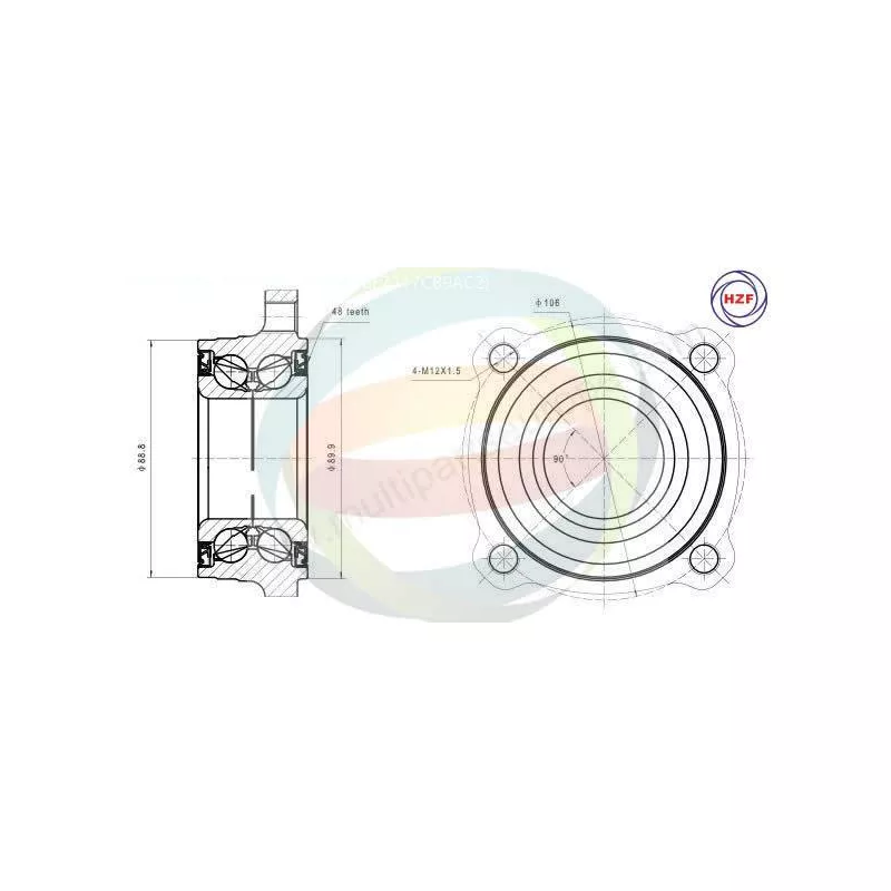 Roulement de roue arrière ODM-MULTIPARTS 70-340023