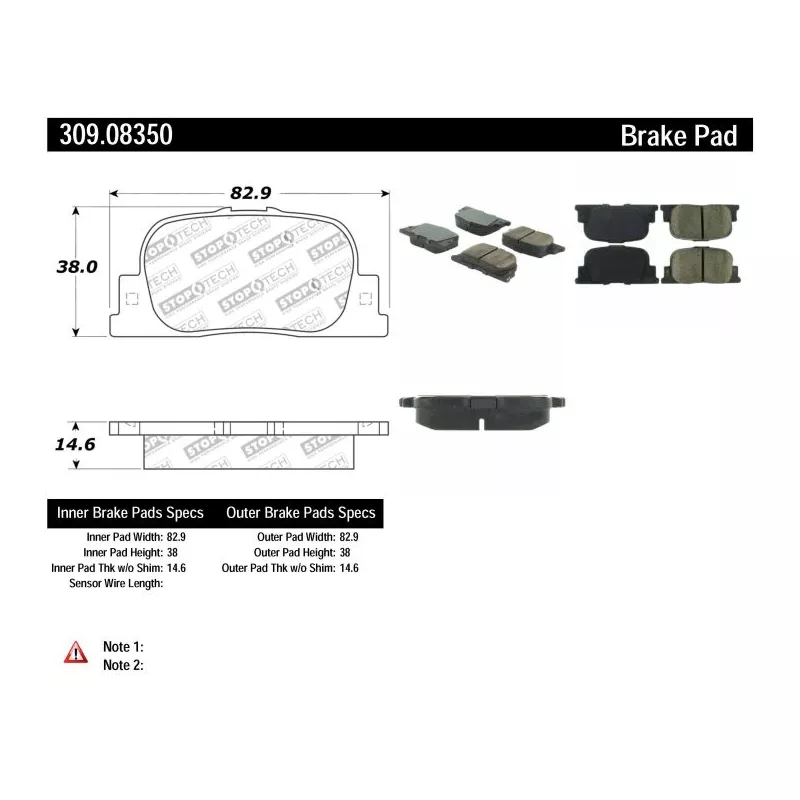 Jeu de 4 plaquettes de frein STOPTECH 309.08350 - Visuel 2