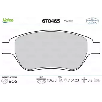 Jeu de 4 plaquettes de frein avant VALEO 670465