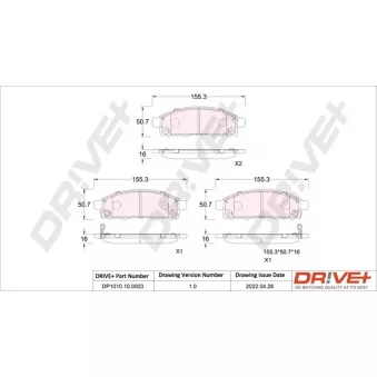 Jeu de 4 plaquettes de frein avant Dr!ve+ DP1010.10.0003