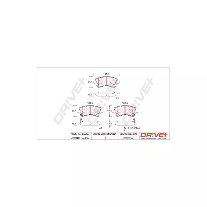 Jeu de 4 plaquettes de frein avant Dr!ve+ DP1010.10.0007