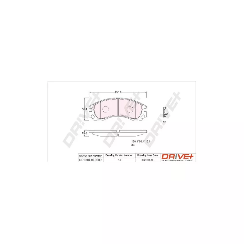 Jeu de 4 plaquettes de frein avant Dr!ve+ DP1010.10.0009