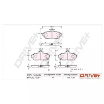 Jeu de 4 plaquettes de frein avant Dr!ve+ DP1010.10.0011